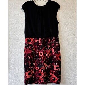 Wisp Floral Dress black cap-sleeve top colorful printed skirt Women’s Size 14